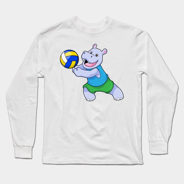 Hippo as Volleyball player with Volleyball Long Sleeve T-Shirt by Markus Schnabel